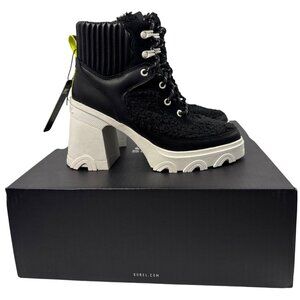 SOREL Brex Heel Cozy Lace (Black/Sea Salt) Women's Boots Size 8